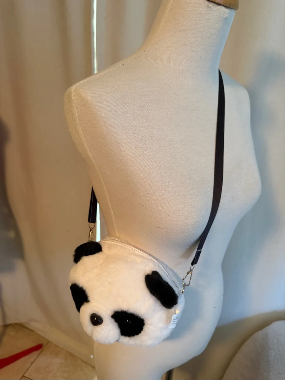Plush Panda Crossbody Bag - White & Black Kids Accessory